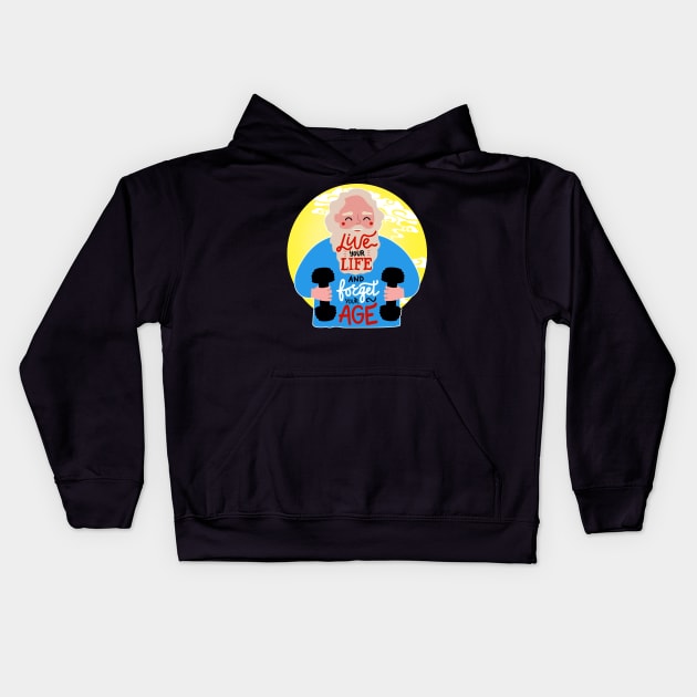 Strong Old Man Kids Hoodie by Croward Phmous